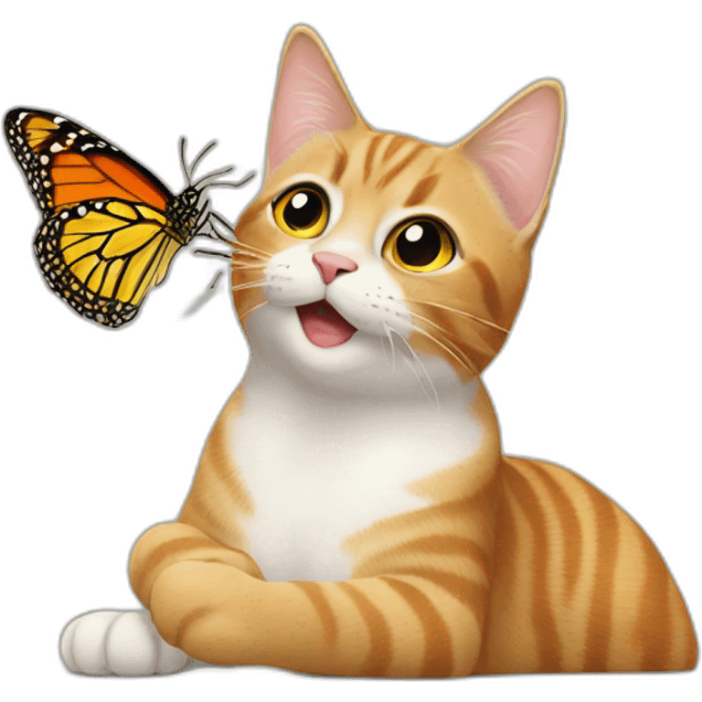 Cat catches a butterfly emoji