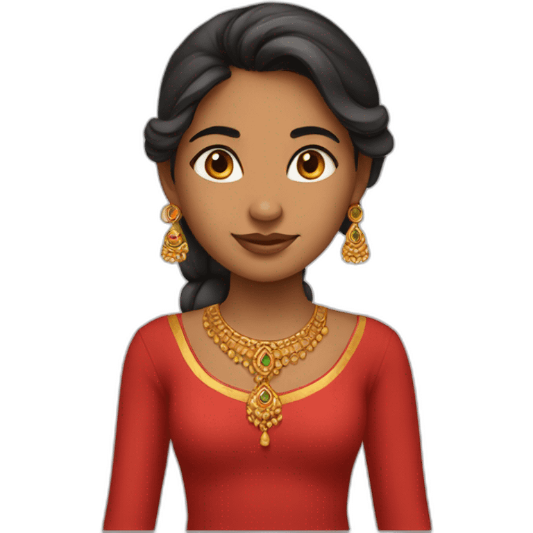 An Indian girl wearing red lhenga emoji