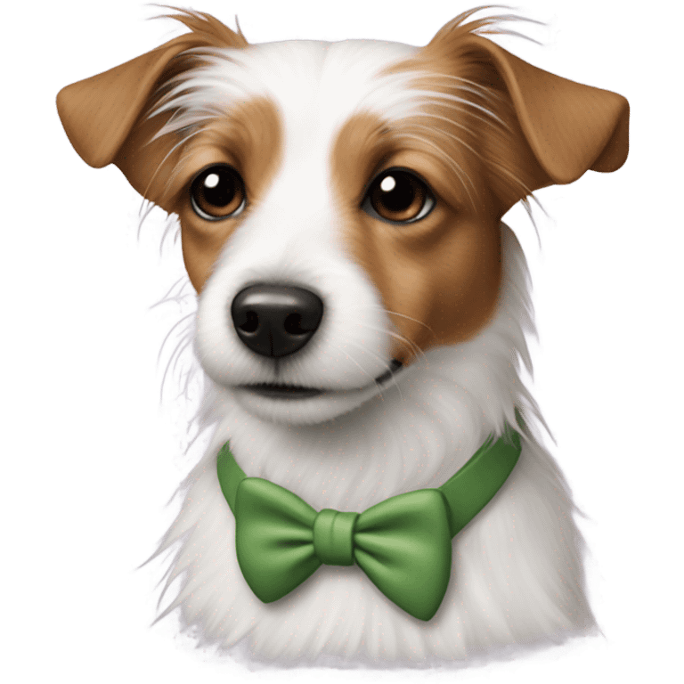 long haired jack russell wearing a bow  emoji