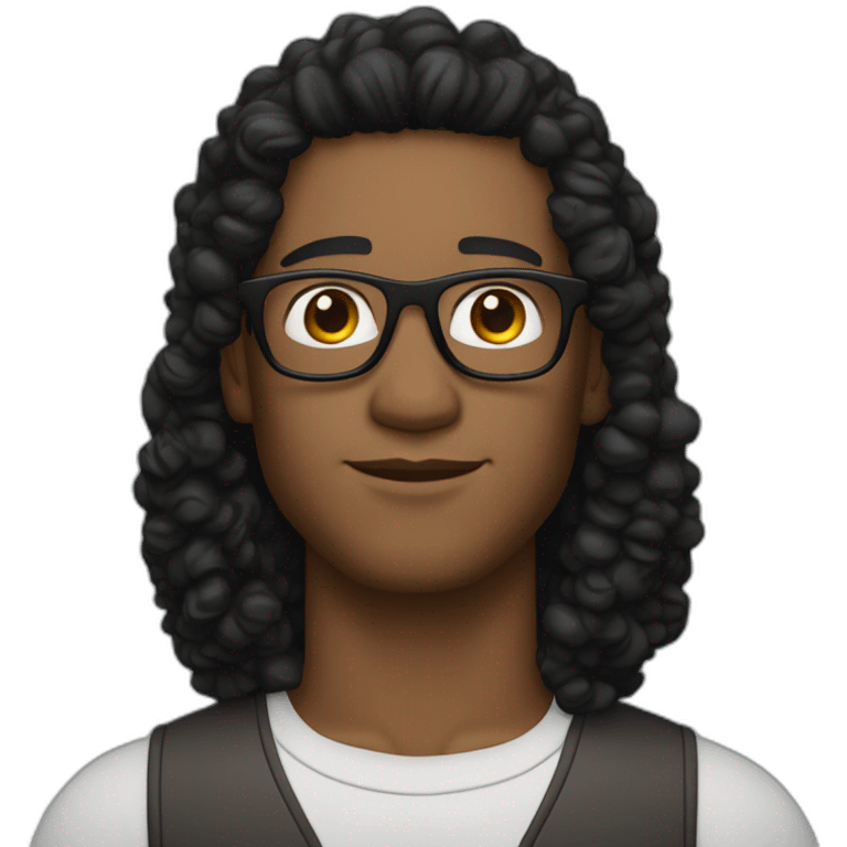 curly short black-haired man wearing square glasses light skin emoji