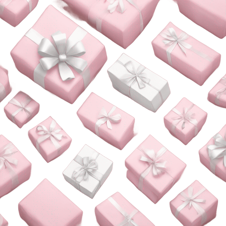 Light pink Christmas gifts under a white Christmas tree  emoji