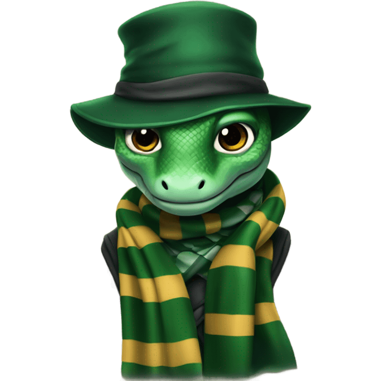 slytherin snake with slytherin scarf and hat Hogwarts emoji