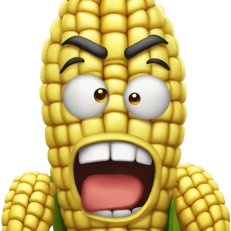 Corn with angry face emoji