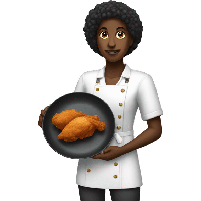 Melanated person holding a plate fried chicken emoji