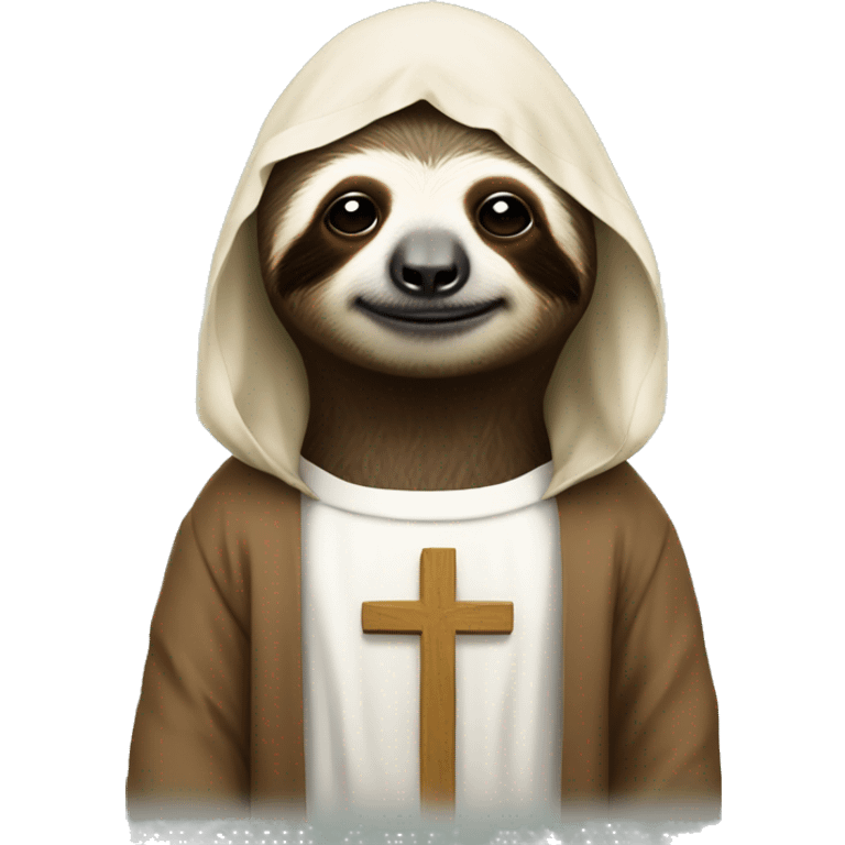 Sloth wearing jesus garb emoji