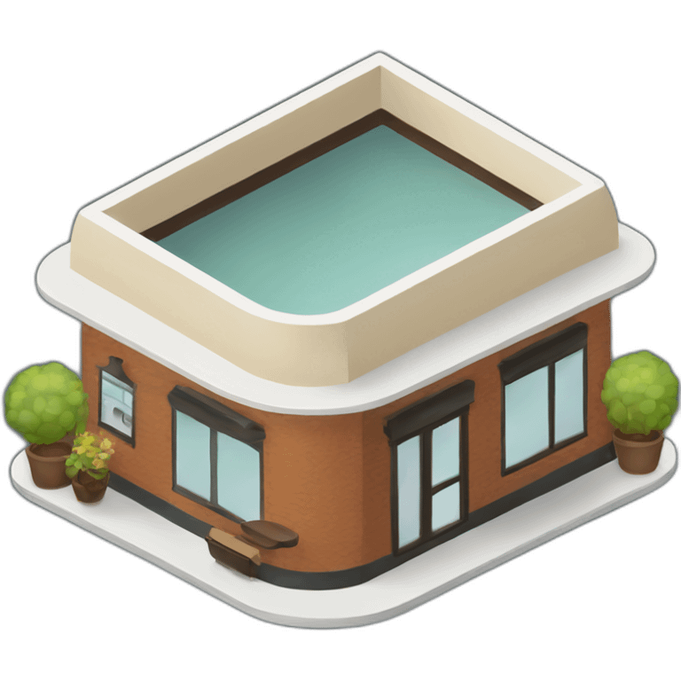 Rounded Coffee house isometric emoji