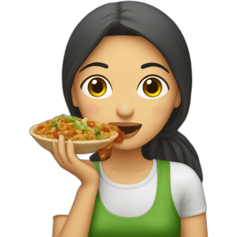 Tunisian woman eating kafteji emoji