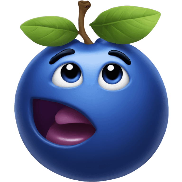 Blueberry with huge fake lips emoji