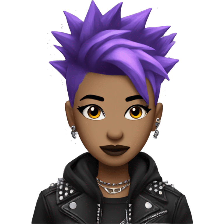 punk girl sparkly purple hair black makeup spiky clothes emoji