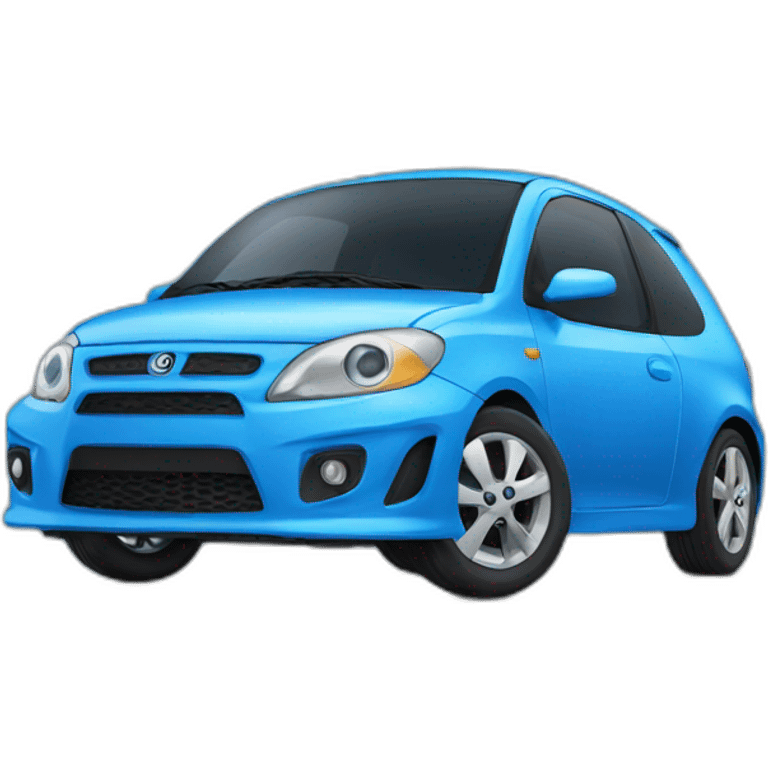 blue hatchback with eyes emoji