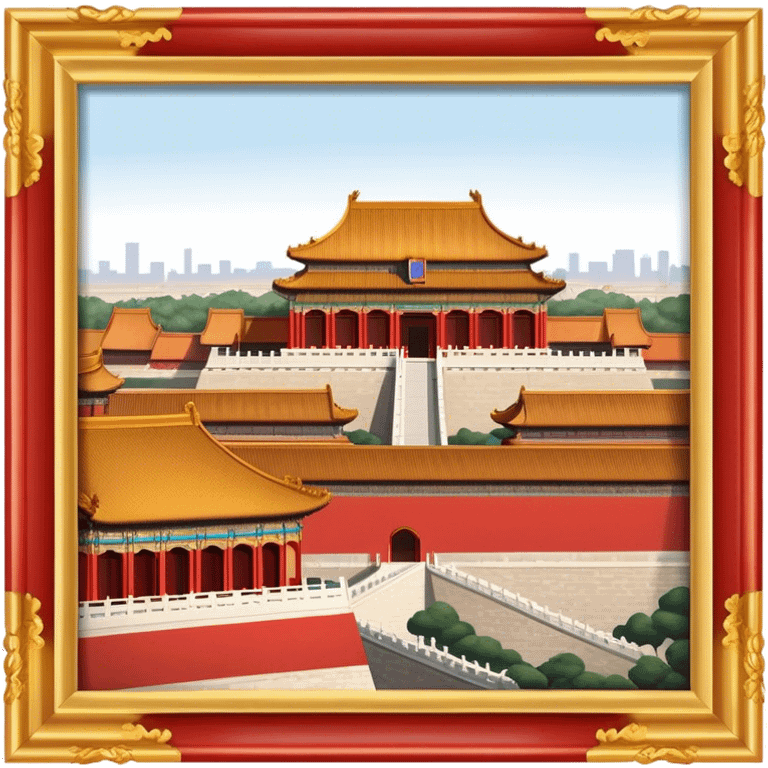 Cinematic Realistic Forbidden City Landmark Emoji, showcasing the imperial palace with iconic red walls and golden roofs rendered with rich textures and regal lighting. emoji