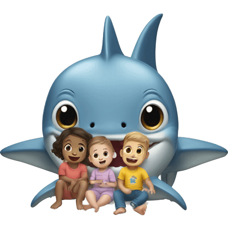 Baby shark with little kids emoji