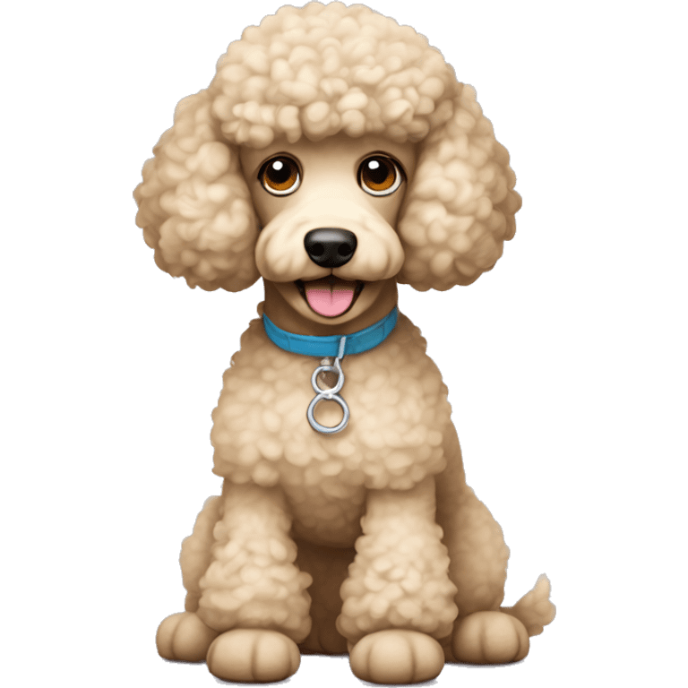 Beige poodle dog with a white stomach wearing crocs emoji