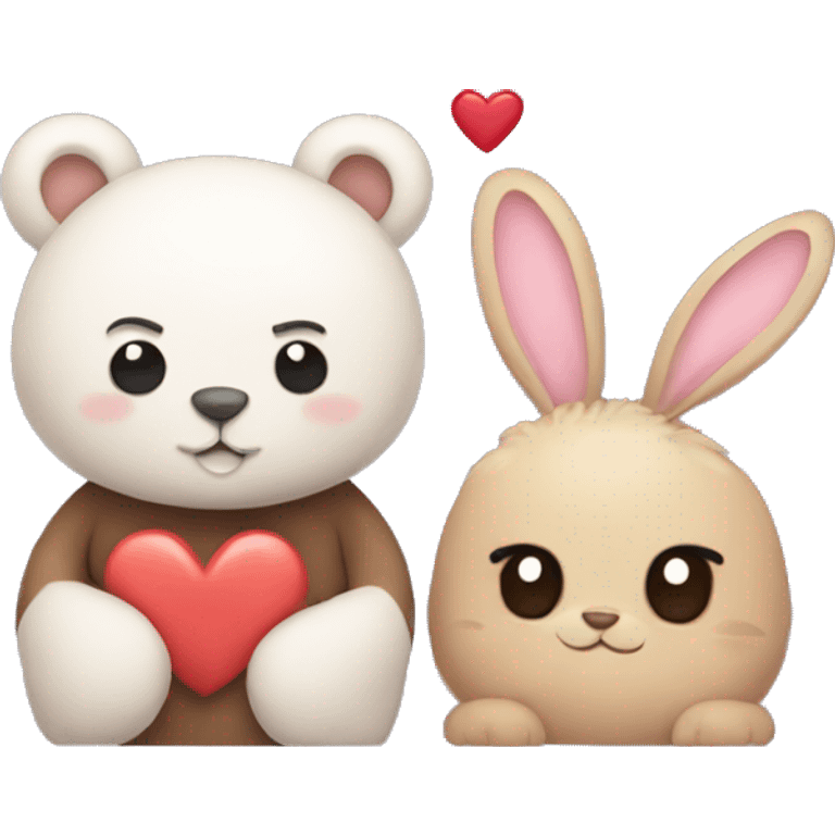 bear and bunny in love emoji