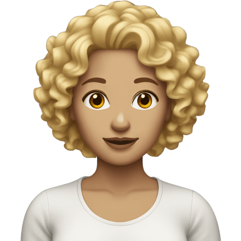 Medium blonde curly haired woman  emoji