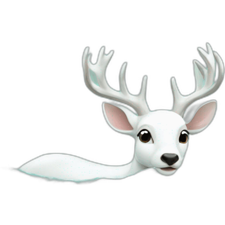 The white deer swimming with wave emoji