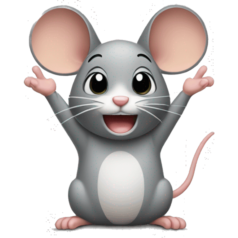 Mouse with hands up emoji