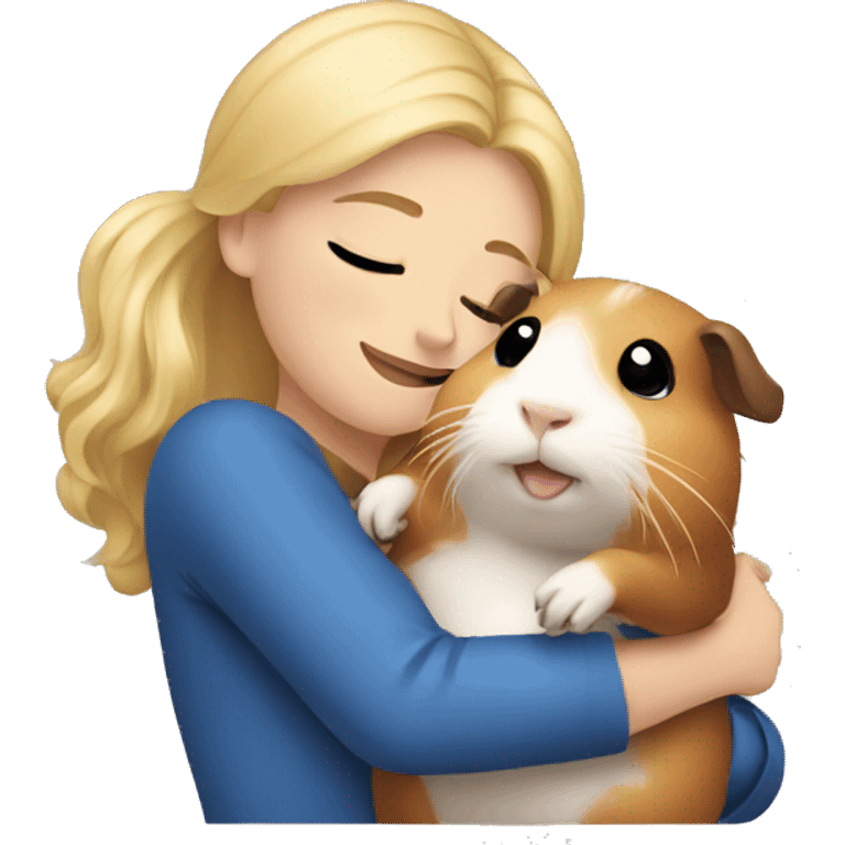 Blonde Woman hugging a guineapig emoji