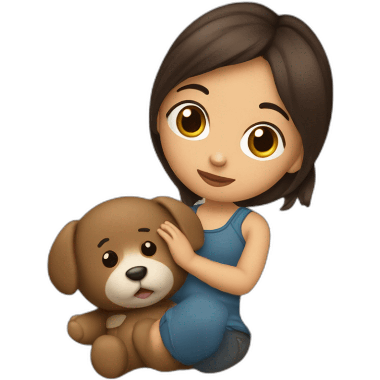 Une fille brune avec un Doudou emoji