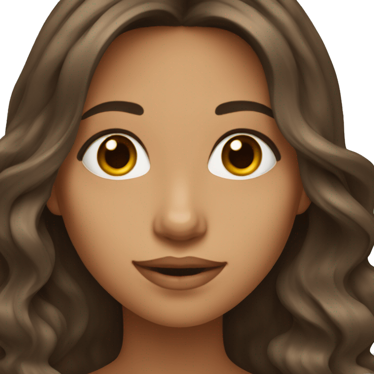 girl with long wavy dark brown hair with highlights  emoji