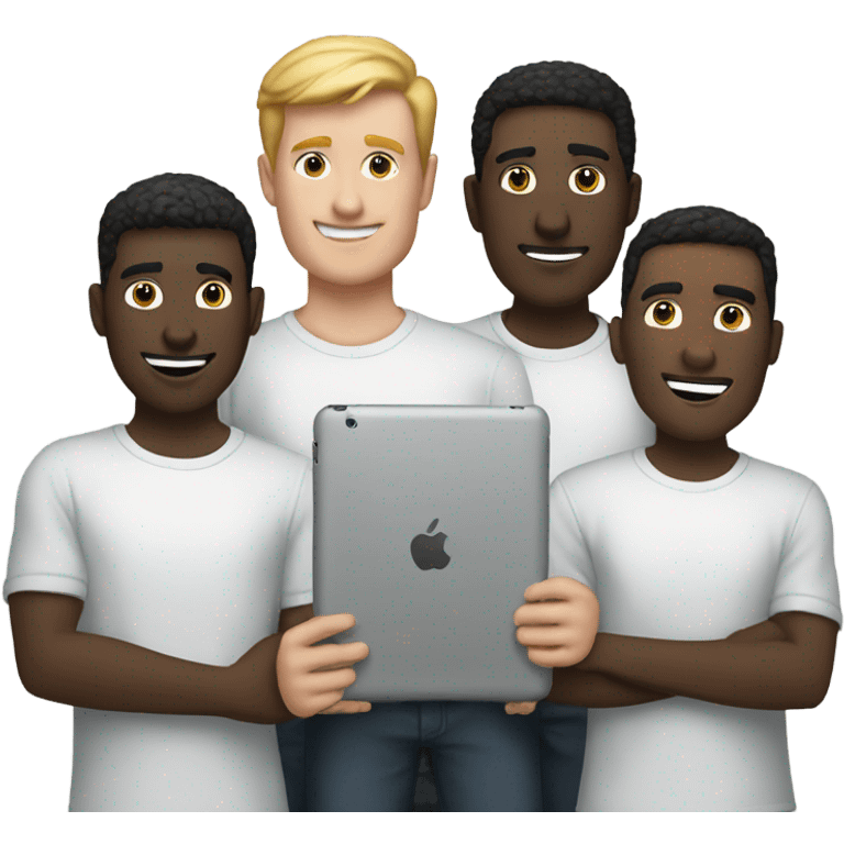 white men standing with ipad emoji