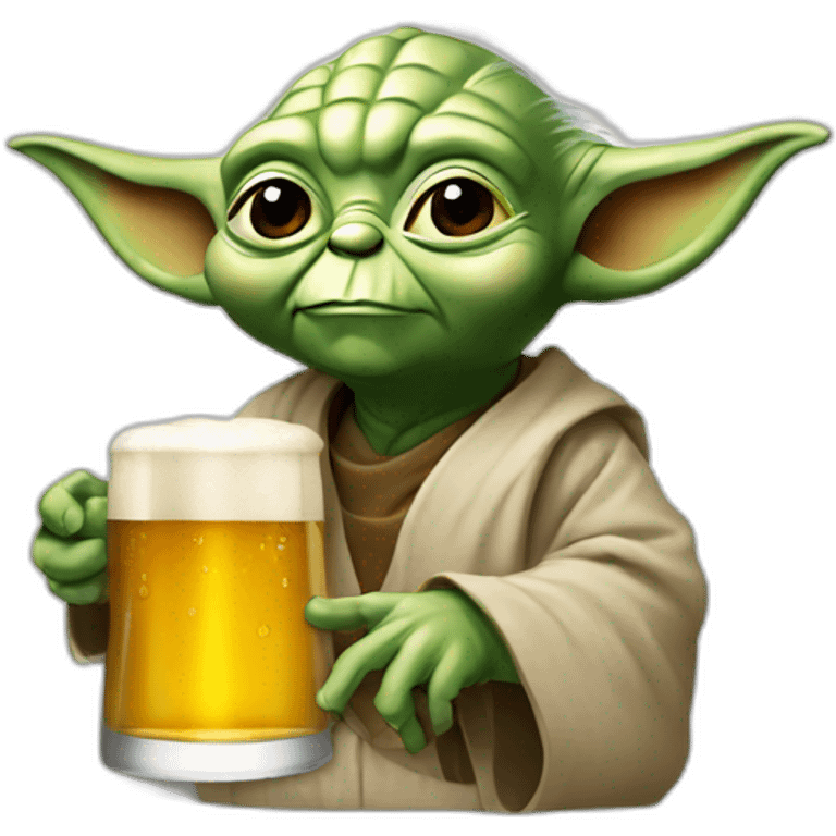 Yoda buvant une bière emoji