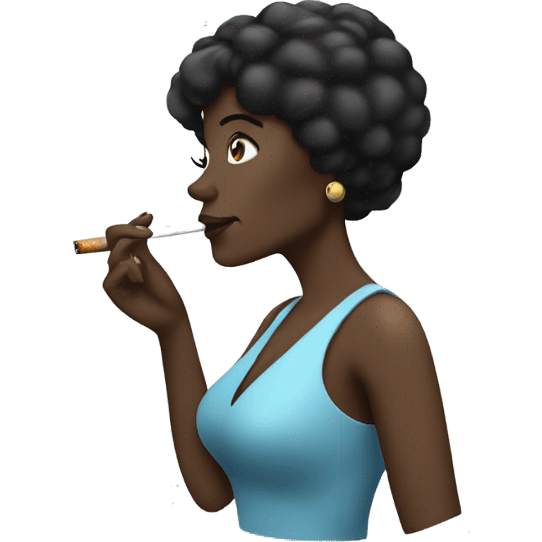 black haired woman smoking a cigarette  emoji