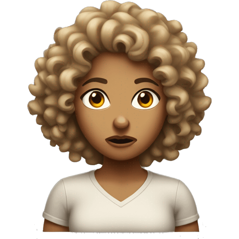 Angry curly haired tan girl emoji