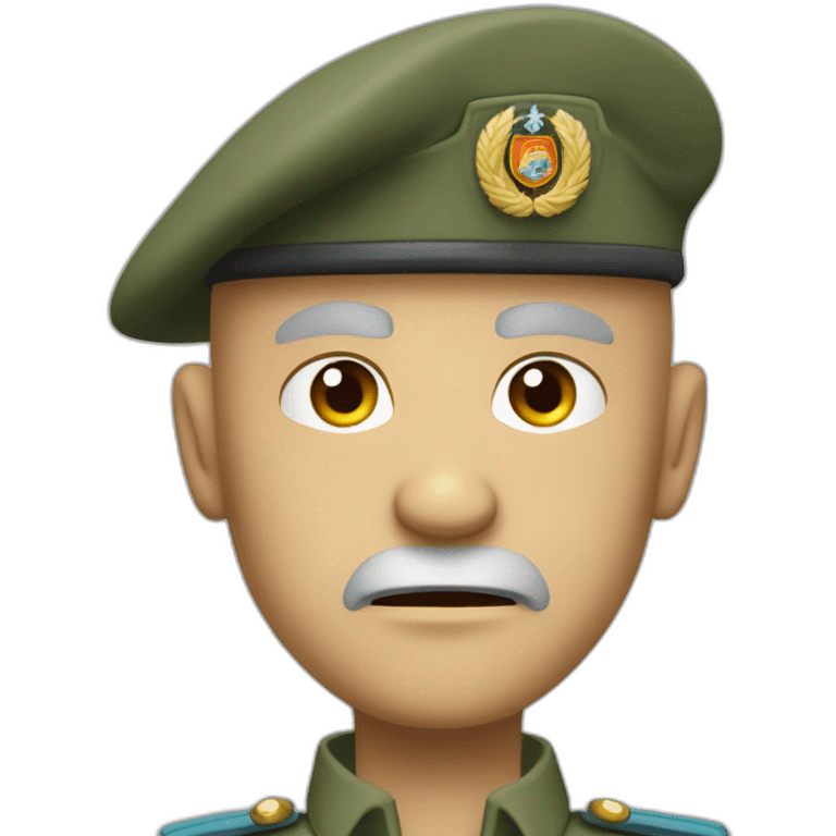 cyan beret bald angry 50 years old man no hair furious very angry frown with khaki idf uniform ultra furious emoji