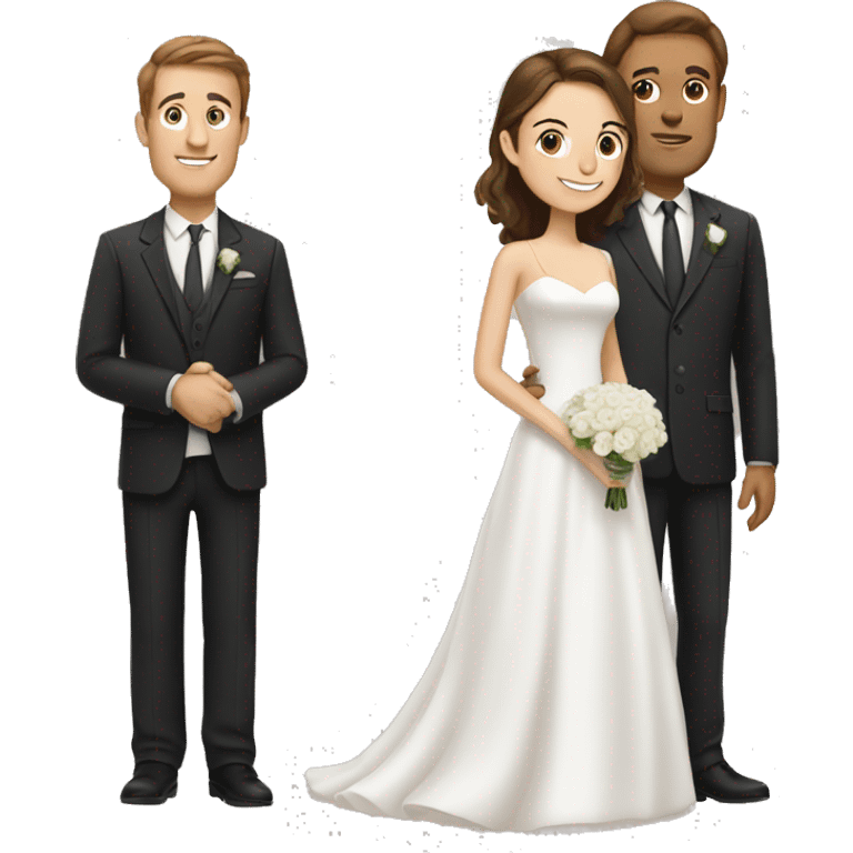 Tall Man with brown hair and woman with brown hair getting married  emoji