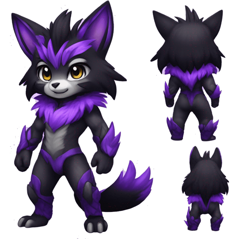 Anthro-Edgy-Cool-Black-Purple-Contrast-Colors-Fantasy-Fur-Sona-Chibi-Shiny-Fakémon-Hybrid full body emoji