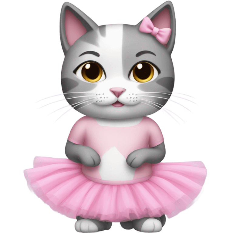 gray and white cat wearing a pink tutu  emoji