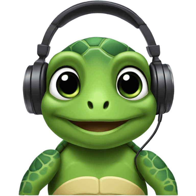 Turtle wearing headphones  emoji