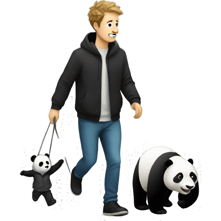 Guy walking a panda  emoji