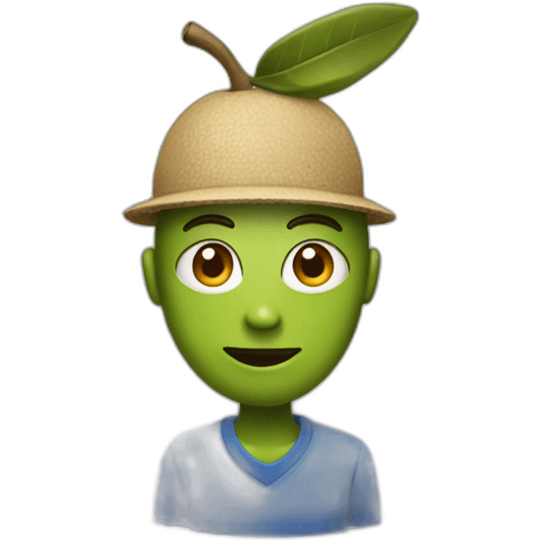 an olive with an olive hat on head emoji