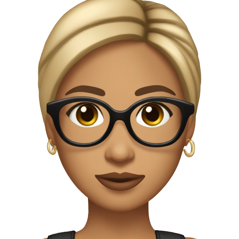 Anitta Emoji Description: Oval face, tanned skin, almond eyes, arched brows, full lips, long dark hair (straight/wavy), often with hoop earrings. Confident look, sometimes with sunglasses or a microphone. emoji