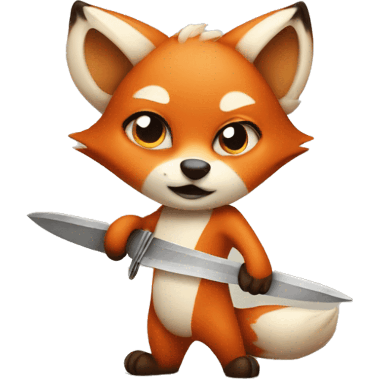 Cute fox with a knife emoji