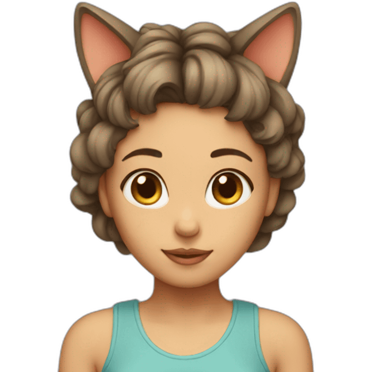 girl with cat on top of her head emoji