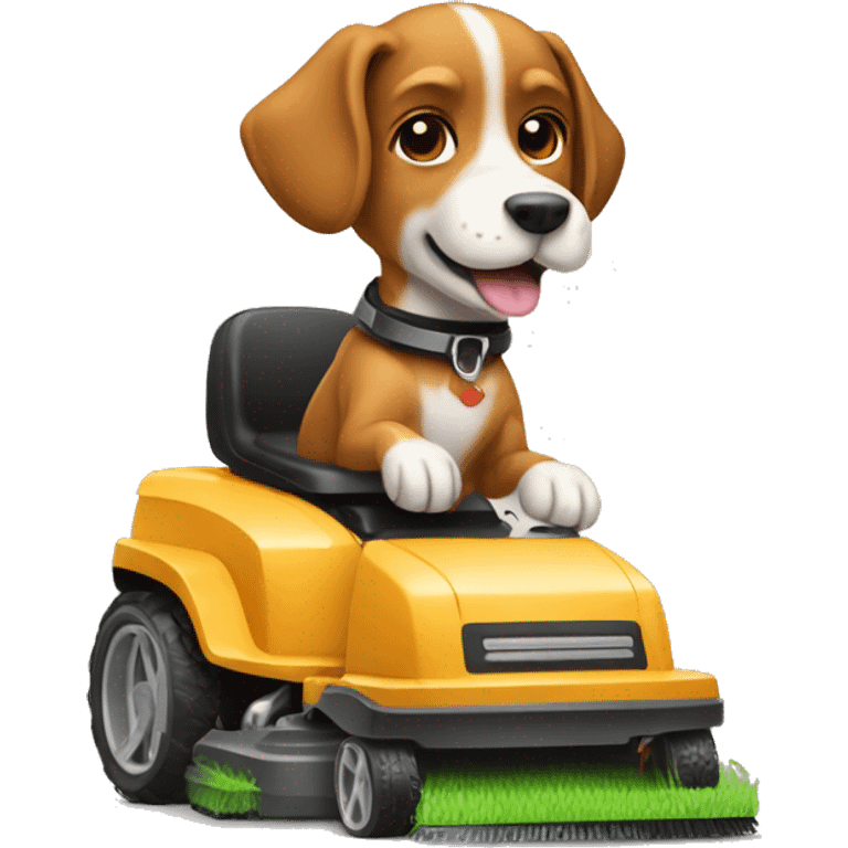 Dog riding lawnmower  emoji