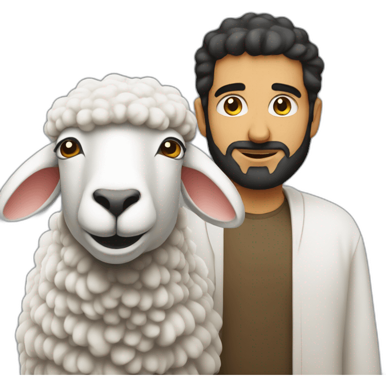 arab stands behind 1 big sheep emoji