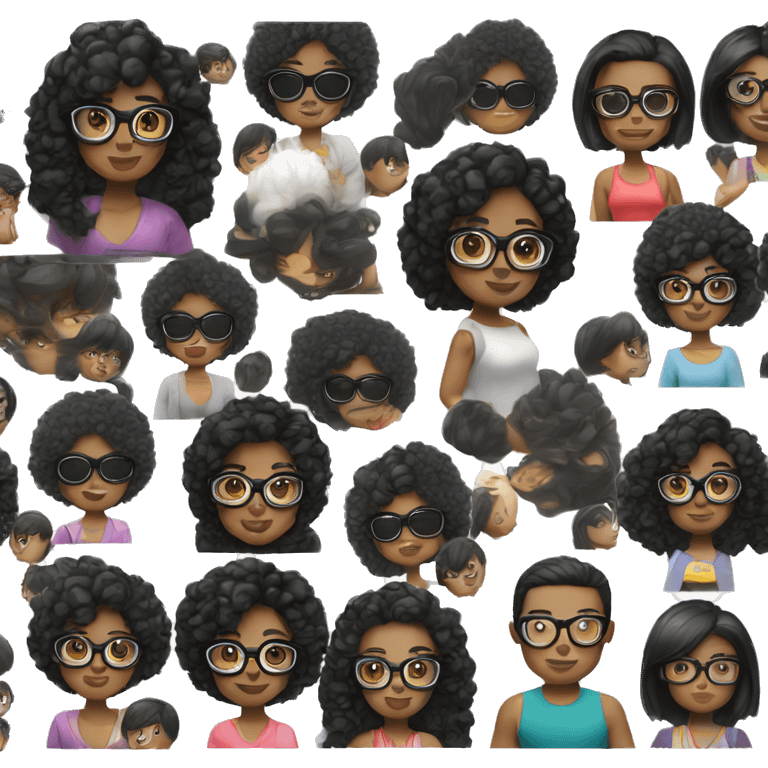 black hair girl white skin glases memoji simile emoji