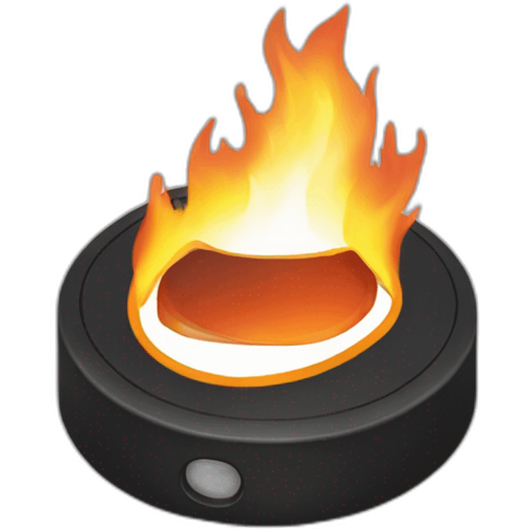 hockey puck in fire emoji