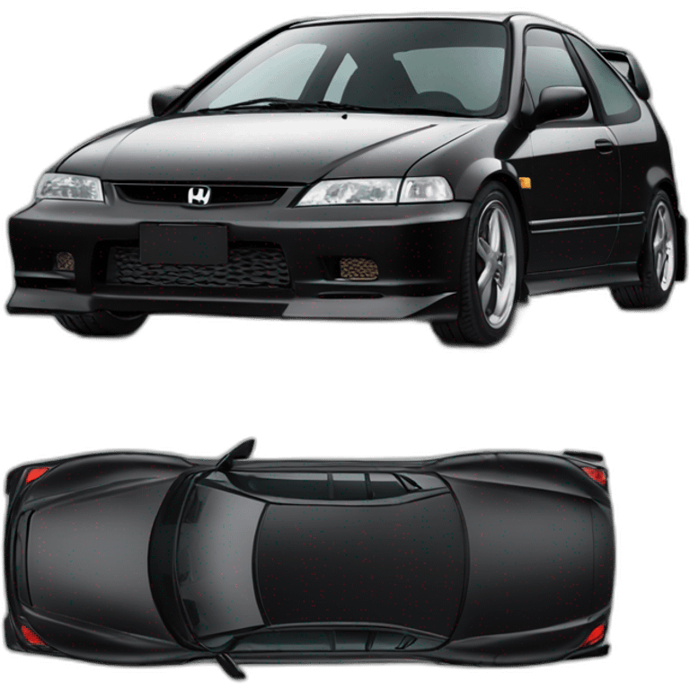 Honda-Civic-EK9, black hatchback Profile view emoji