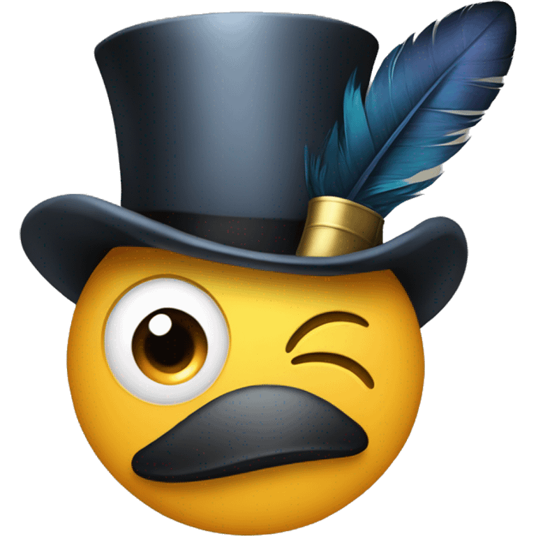 feather wearing a tophat emoji