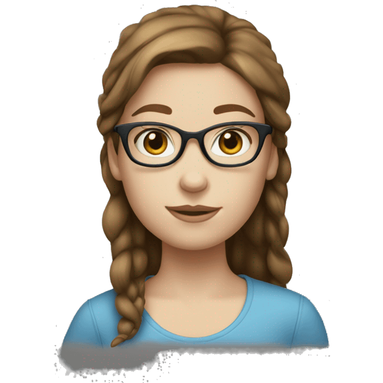 Girl with blue eyes white skin brown hair glasses emoji