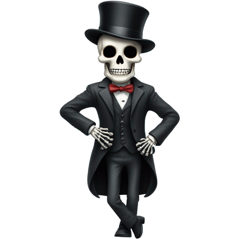 Skeleton with short top hat and a suit emoji