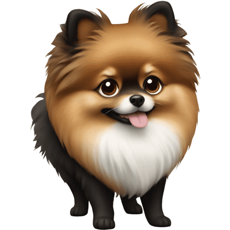 Pomeranian black with brown and white emoji