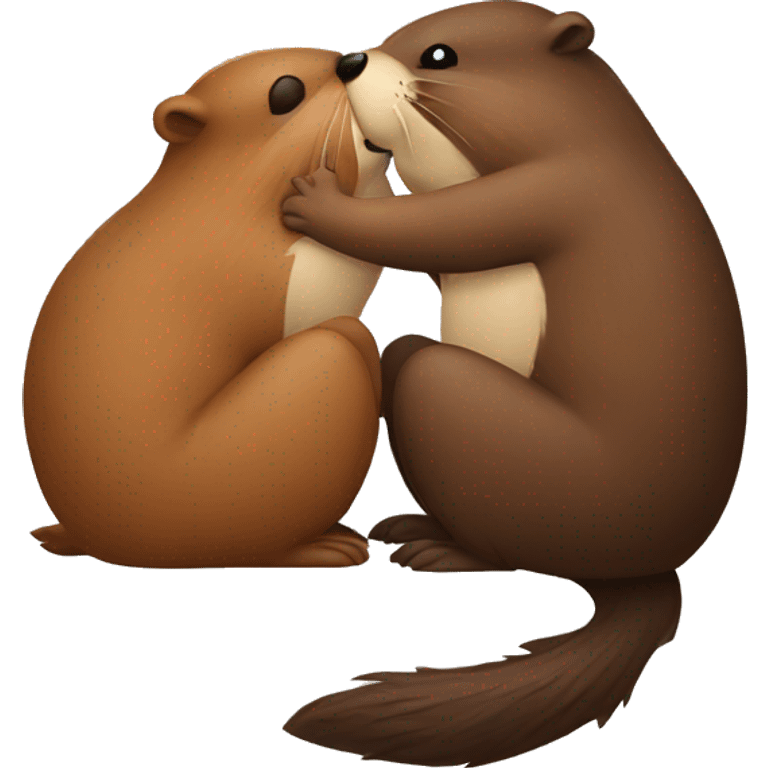 Kissing beavers emoji