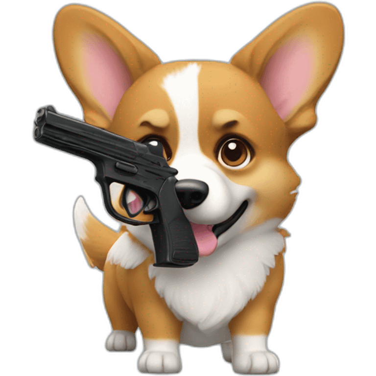 Corgi with a gun emoji