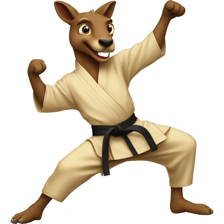 kicking karate kangaroo cartoon emoji